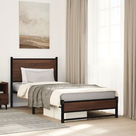 Cadre de lit en métal sans matelas-Structure de lit chêne marron 90x190 cm 857907 (1/5)