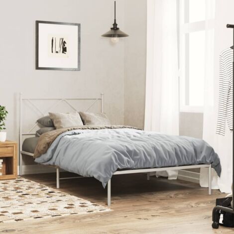 Cadre de lit métal sans matelas-Structure de lit et tête de lit blanc 100x200 cm 818637 (1/5)