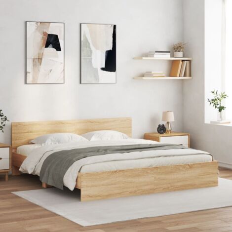 Cadre de lit avec LED sans matelas-Structure de lit chêne sonoma 200x200 cm 817924 (1/5)
