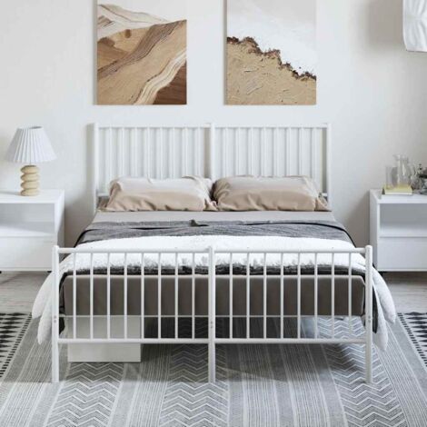 Cadre de lit métal sans matelas-Structure de lit et pied de lit blanc 135x190 cm 996639 (1/5)
