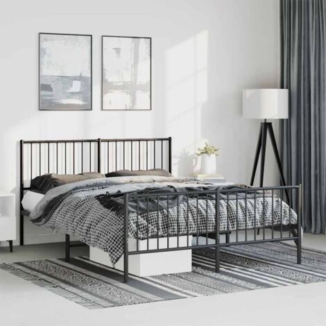 Cadre de lit métal sans matelas-Structure de lit avec pied de lit noir 135x190cm 116744 (1/5)