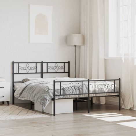 Cadre de lit métal sans matelas-Structure de lit avec pied de lit noir 140x200cm 551435 (1/5)