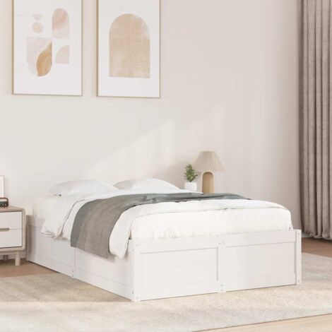 Cadre de lit sans matelas-Structure de lit blanc 135x190 cm bois de pin massif 422929 (1/5)