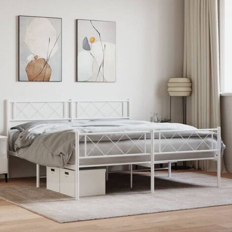 Cadre de lit métal sans matelas-Structure de lit et pied de lit blanc 140x190 cm 292923 (1/5)
