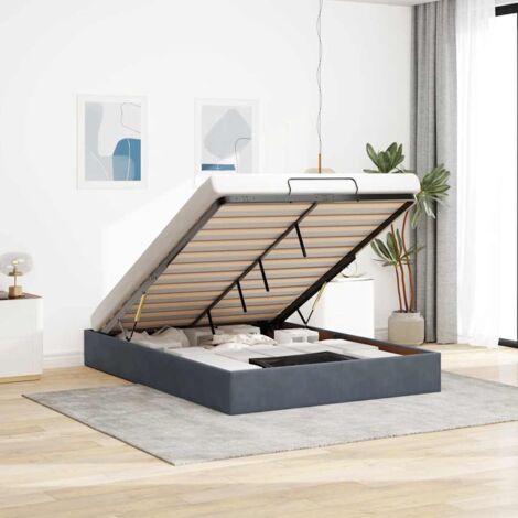 Cadre de lit ottoman sans matelas-Structure de lit gris foncé 140x190 cm velours 599889 (1/5)