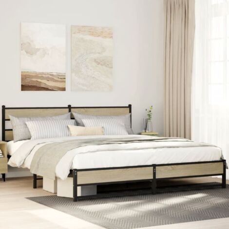 Cadre de lit en métal sans matelas-Structure de lit chêne sonoma 180x200 cm 908220 (1/5)