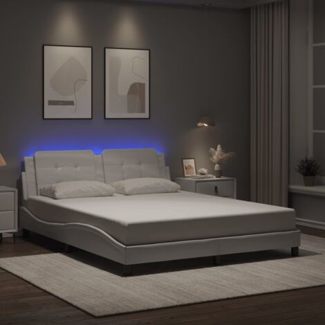 Cadre de lit avec LED sans matelas-Structure de lit blanc 160x200 cm 493072 (1/5)