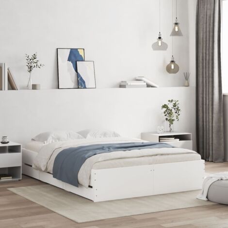 Cadre de lit avec tiroirs sans matelas-Structure de lit avec rangement blanc 120x190 cm 370028 (1/5)