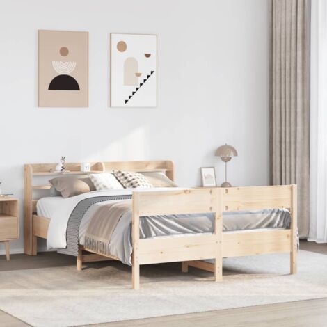 Cadre de lit sans matelas-Structure de lit 135x190 cm bois de pin massif 409939 (1/5)