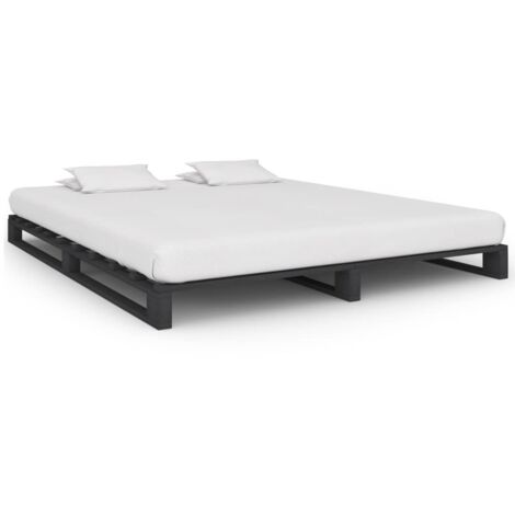 Cadre de lit de palette sans matelas-Structure de lit gris 180x200cm bois massif 164052 (1/5)