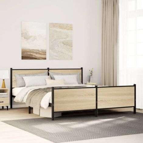 Cadre de lit en métal sans matelas-Structure de lit chêne sonoma 180x200 cm 184233 (1/5)