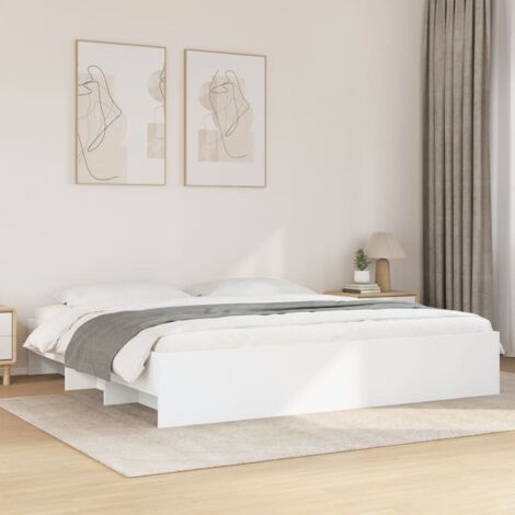 Cadre de lit sans matelas-Structure de lit blanc 200x200 cm bois d'ingénierie 581119 (1/5)