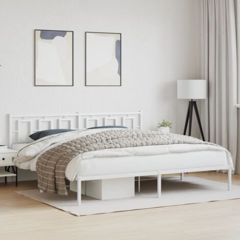 Cadre de lit métal sans matelas-Structure de lit et tête de lit blanc 200x200 cm 269197 (1/5)