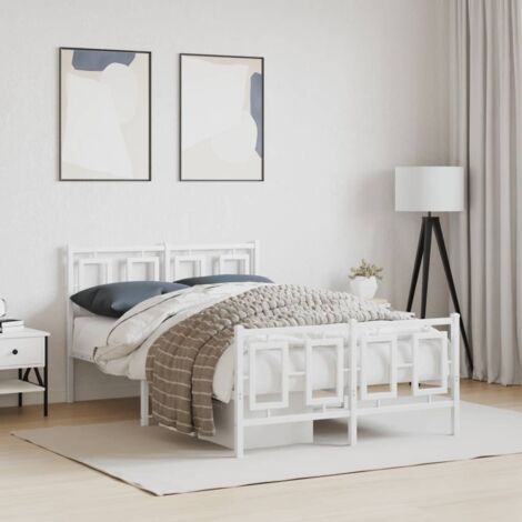 Cadre de lit métal sans matelas-Structure de lit et pied de lit blanc 120x190 cm 348728 (1/5)