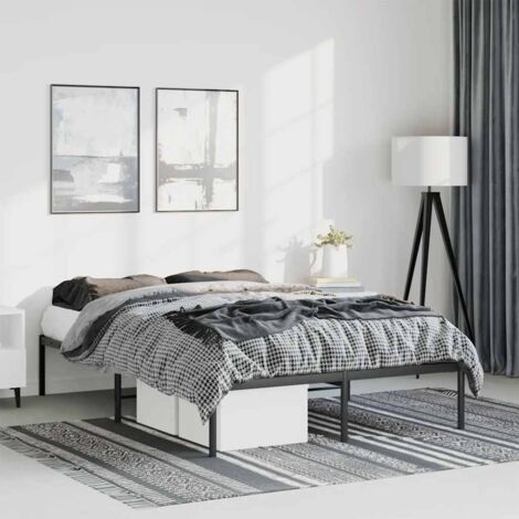 Cadre de lit métal sans matelas-Structure de lit noir 135x190 cm 432840 (1/5)