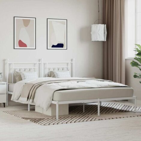 Cadre de lit métal sans matelas-Structure de lit et tête de lit blanc 180x200 cm 682155 (1/5)