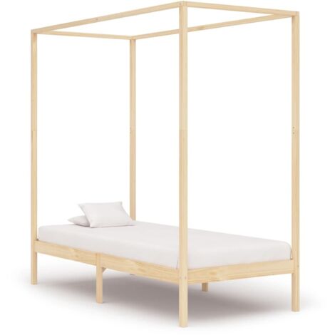 Cadre de lit à baldaquin sans matelas-Structure de lit bois massif 100x200 cm 220808 (1/5)