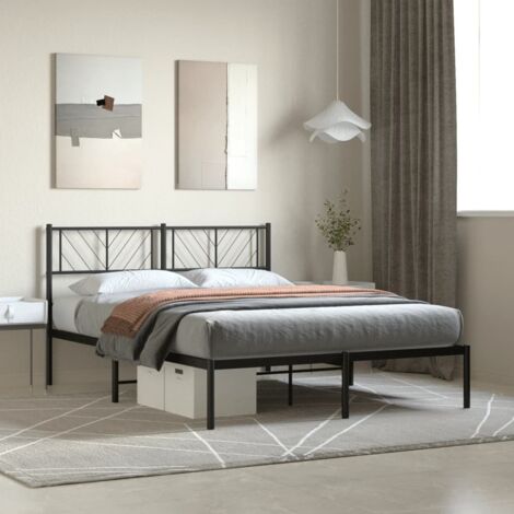Cadre de lit métal sans matelas-Structure de lit et tête de lit noir 160x200 cm 163300 (1/5)