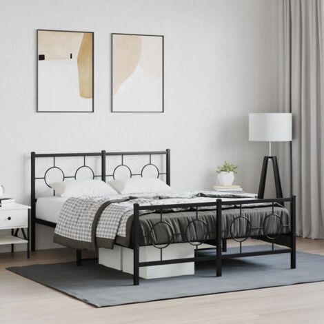 Cadre de lit métal sans matelas-Structure de lit avec pied de lit noir 135x190cm 826257 (1/5)