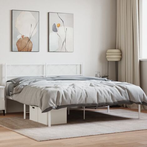 Cadre de lit métal sans matelas-Structure de lit et tête de lit blanc 160x200 cm 650215 (1/5)