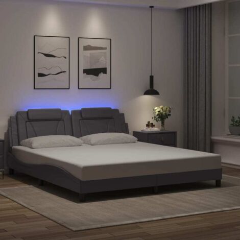Cadre de lit avec LED sans matelas-Structure de lit gris 180x200 cm 747883 (1/5)