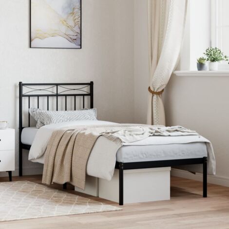 Cadre de lit métal sans matelas-Structure de lit avec tête de lit noir 80x200 cm 825885 (1/5)