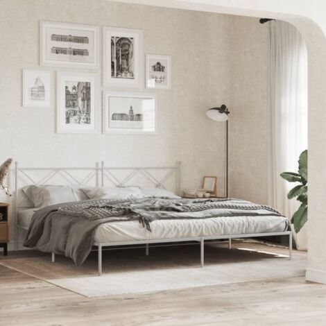 Cadre de lit métal sans matelas-Structure de lit et tête de lit blanc 200x200 cm 654976 (1/5)