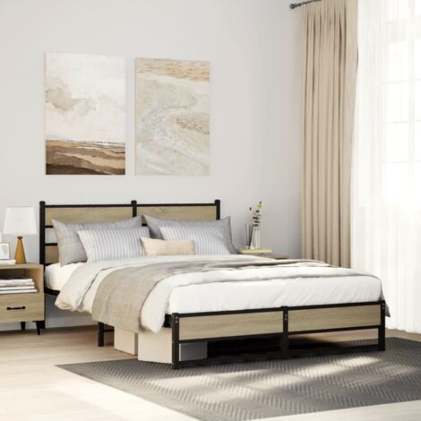 Cadre de lit en métal sans matelas-Structure de lit chêne sonoma 160x200 cm 837607 (1/5)