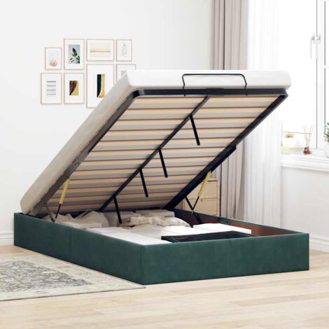 Cadre de lit ottoman sans matelas-Structure de lit vert foncé 120x200 cm velours 189550 (1/5)