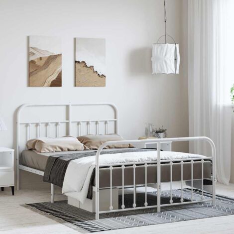 Cadre de lit métal sans matelas-Structure de lit et pied de lit blanc 135x190 cm 873715 (1/5)