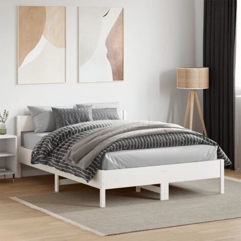 Cadre de lit sans matelas-Structure de lit blanc 120x190 cm bois de pin massif 525662 (1/5)
