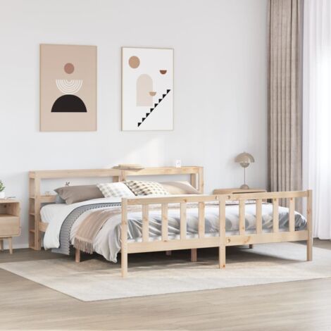 Cadre de lit sans matelas-Structure de lit 180x200 cm bois massif de pin 884458 (1/5)