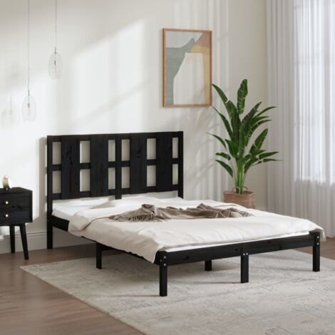 Cadre de lit sans matelas-Structure de lit noir 140x190 cm bois de pin massif 193560 (1/5)