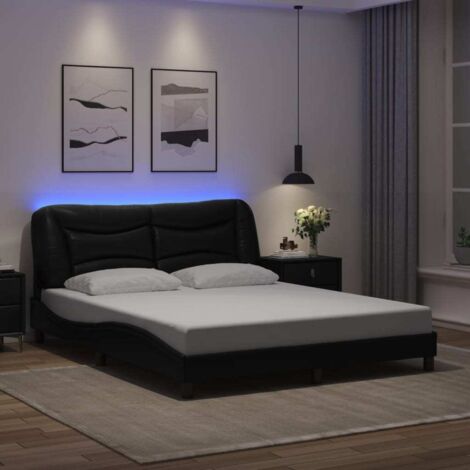 Cadre de lit avec LED sans matelas-Structure de lit noir 160x200 cm 409107 (1/5)
