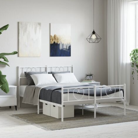 Cadre de lit métal sans matelas-Structure de lit et pied de lit blanc 120x190 cm 326520 (1/5)