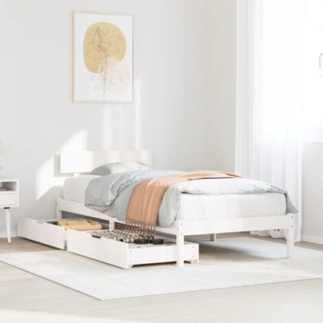 Cadre de lit sans matelas-Structure de lit blanc 90x190 cm bois de pin massif 516361 (1/5)