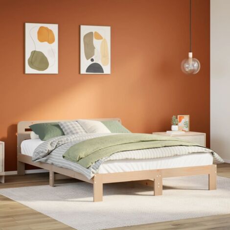Cadre de lit sans matelas-Structure de lit 135x190 cm bois de pin massif 656013 (1/5)
