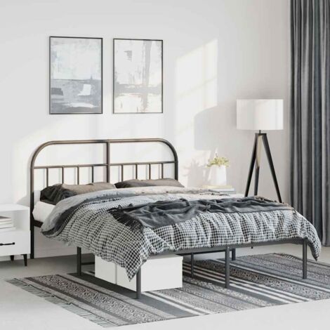 Cadre de lit métal sans matelas-Structure de lit avec tête de lit noir 135x190cm 874062 (1/5)