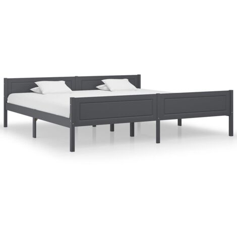 Cadre de lit sans matelas-Structure de lit bois massif de pin gris 200x200 cm 895182 (1/5)