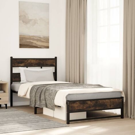 Cadre de lit en métal sans matelas-Structure de lit chêne fumé 90x190 cm 831445 (1/5)