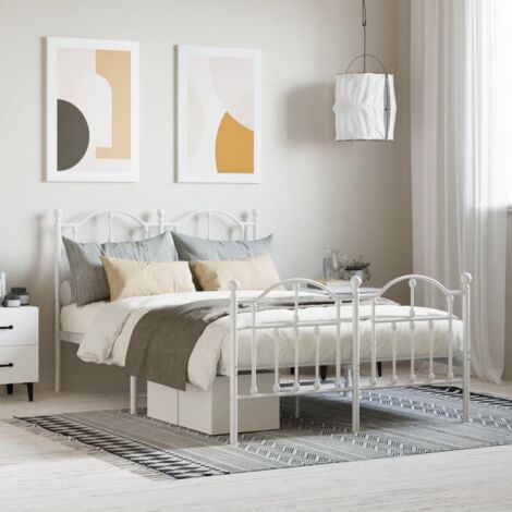 Cadre de lit métal sans matelas-Structure de lit et pied de lit blanc 120x190 cm 135149 (1/5)