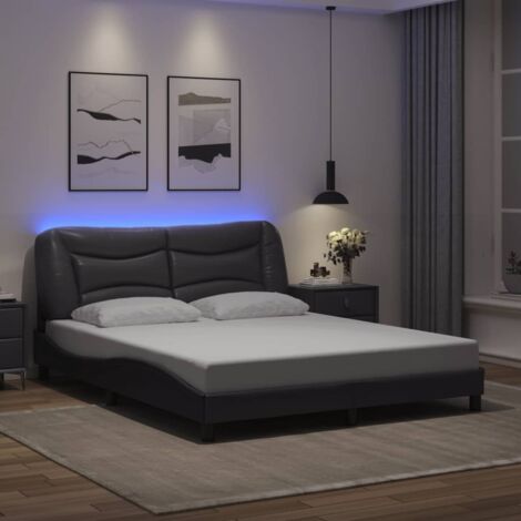 Cadre de lit avec LED sans matelas-Structure de lit gris 160x200 cm 644030 (1/5)