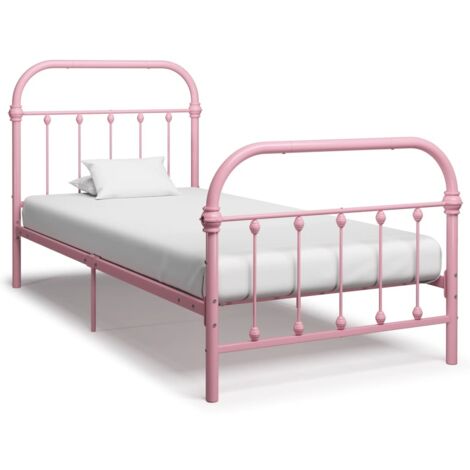 Cadre de lit sans matelas-Structure de lit rose métal 100x200 cm 284029 (1/5)