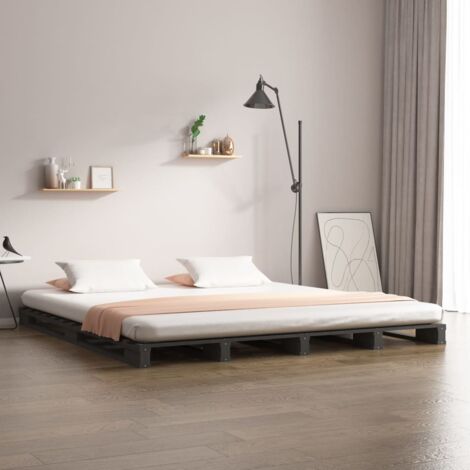 Lit de palette sans matelas-Cadre de lit gris bois massif 218596 (1/5)