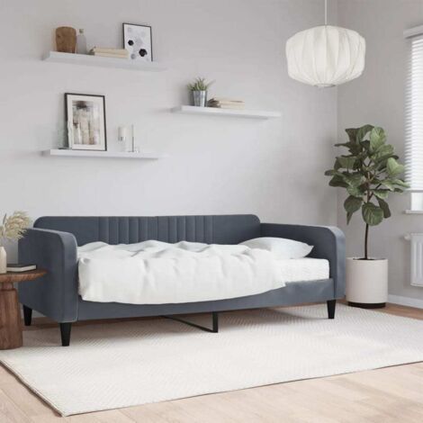 Lit de jour avec matelas-Canapé-lit gris foncé 90x190 cm velours 533839 (1/5)