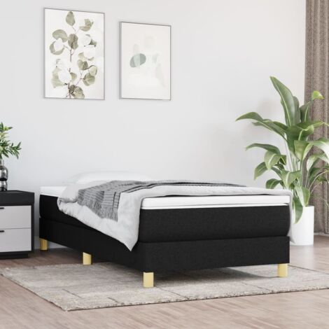 Sommier à lattes de lit avec matelas-Cadre de lit Noir 90x190 cm Tissu 215850 (1/5)