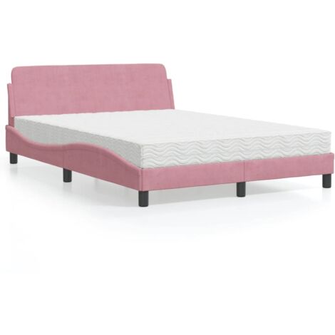 Lit avec matelas-Structure de lit-Lit Adulte rose 140x200 cm velours 517473 (1/5)
