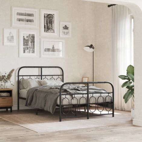 Cadre de lit métal sans matelas-Structure de lit avec pied de lit noir 120x190cm 667651 (1/5)