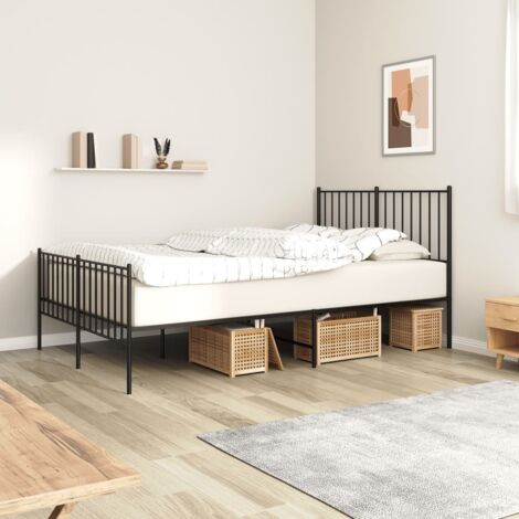 Cadre de lit métal sans matelas-Structure de lit avec pied de lit noir 120x190cm 859361 (1/5)