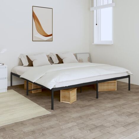 Cadre de lit métal sans matelas-Structure de lit noir 200x200 cm 300404 (1/5)